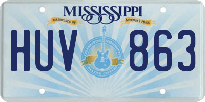 MS license plate HUV863