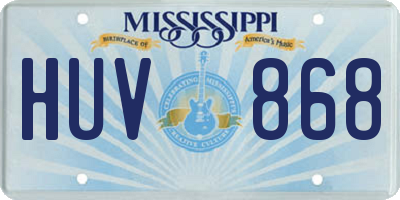 MS license plate HUV868