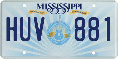 MS license plate HUV881