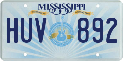MS license plate HUV892