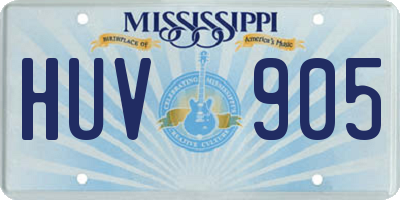 MS license plate HUV905
