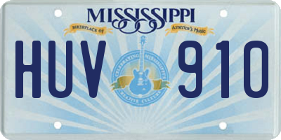 MS license plate HUV910