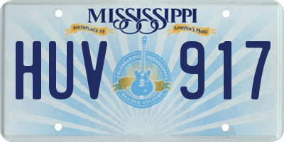 MS license plate HUV917