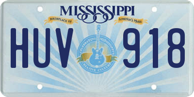 MS license plate HUV918