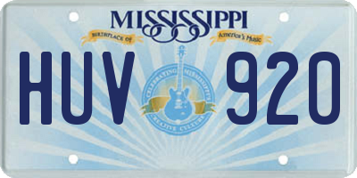 MS license plate HUV920