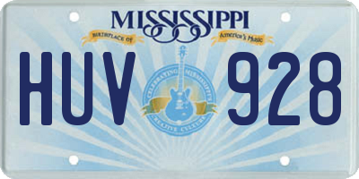 MS license plate HUV928