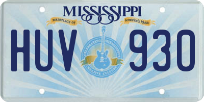 MS license plate HUV930