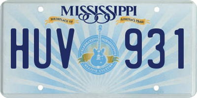 MS license plate HUV931