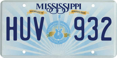 MS license plate HUV932