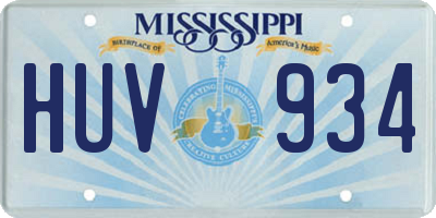 MS license plate HUV934