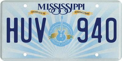 MS license plate HUV940