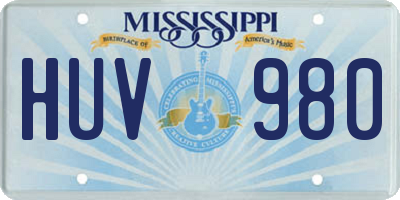 MS license plate HUV980
