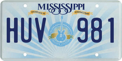 MS license plate HUV981