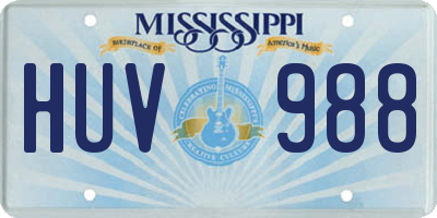 MS license plate HUV988