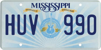 MS license plate HUV990