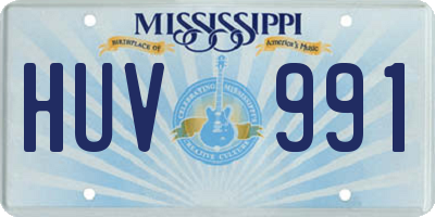 MS license plate HUV991