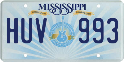 MS license plate HUV993