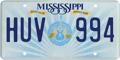 MS license plate HUV994