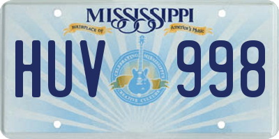 MS license plate HUV998