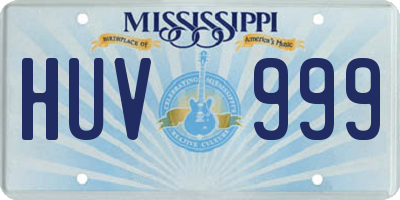 MS license plate HUV999