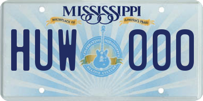 MS license plate HUW000