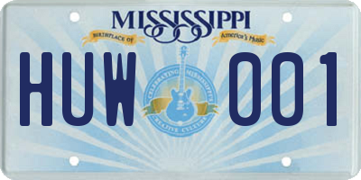 MS license plate HUW001