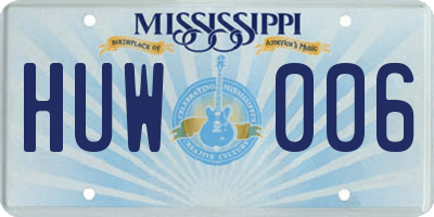 MS license plate HUW006
