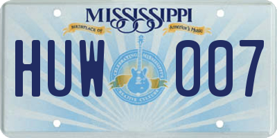 MS license plate HUW007
