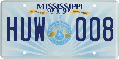 MS license plate HUW008