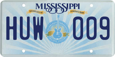 MS license plate HUW009