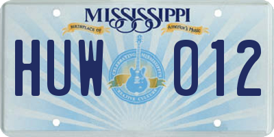 MS license plate HUW012