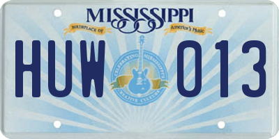 MS license plate HUW013