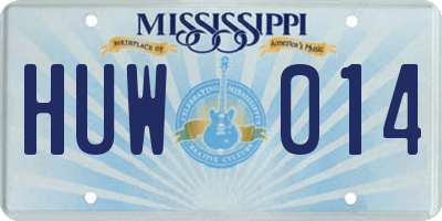 MS license plate HUW014