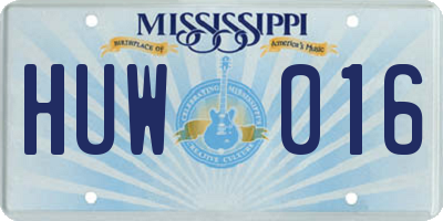 MS license plate HUW016