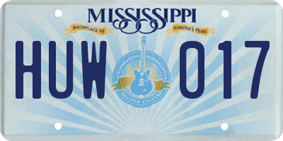 MS license plate HUW017