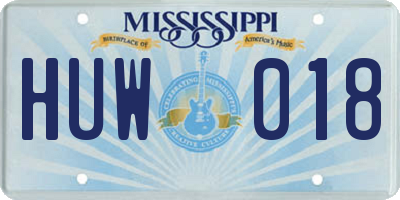 MS license plate HUW018