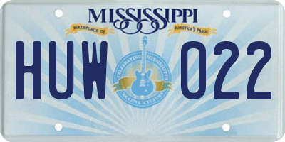 MS license plate HUW022