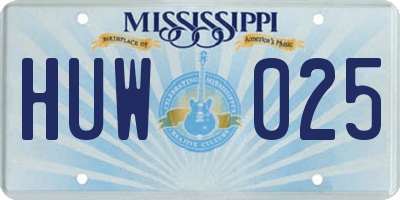 MS license plate HUW025