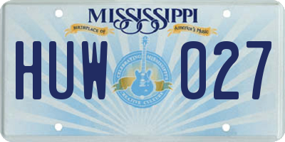MS license plate HUW027