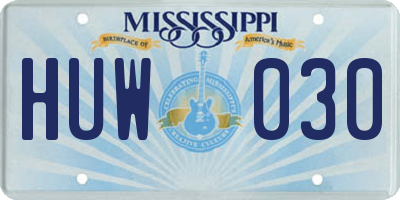 MS license plate HUW030