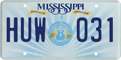 MS license plate HUW031