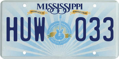 MS license plate HUW033