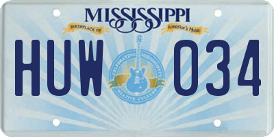 MS license plate HUW034