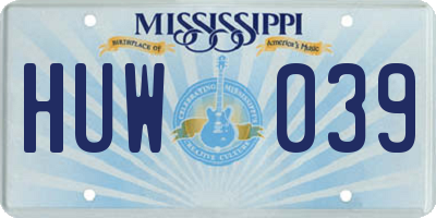 MS license plate HUW039