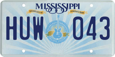 MS license plate HUW043
