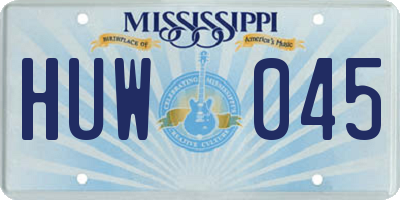 MS license plate HUW045