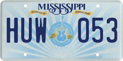 MS license plate HUW053