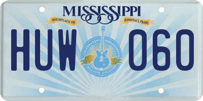 MS license plate HUW060