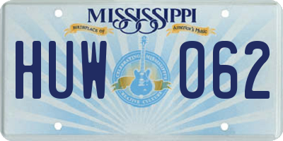 MS license plate HUW062