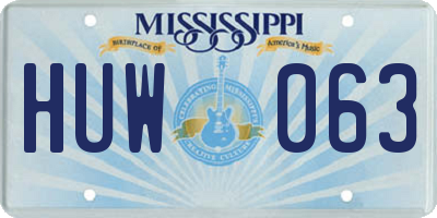 MS license plate HUW063